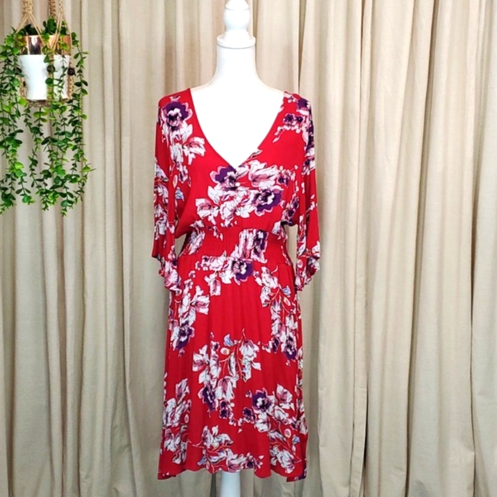 Size XL Floral Red Dress